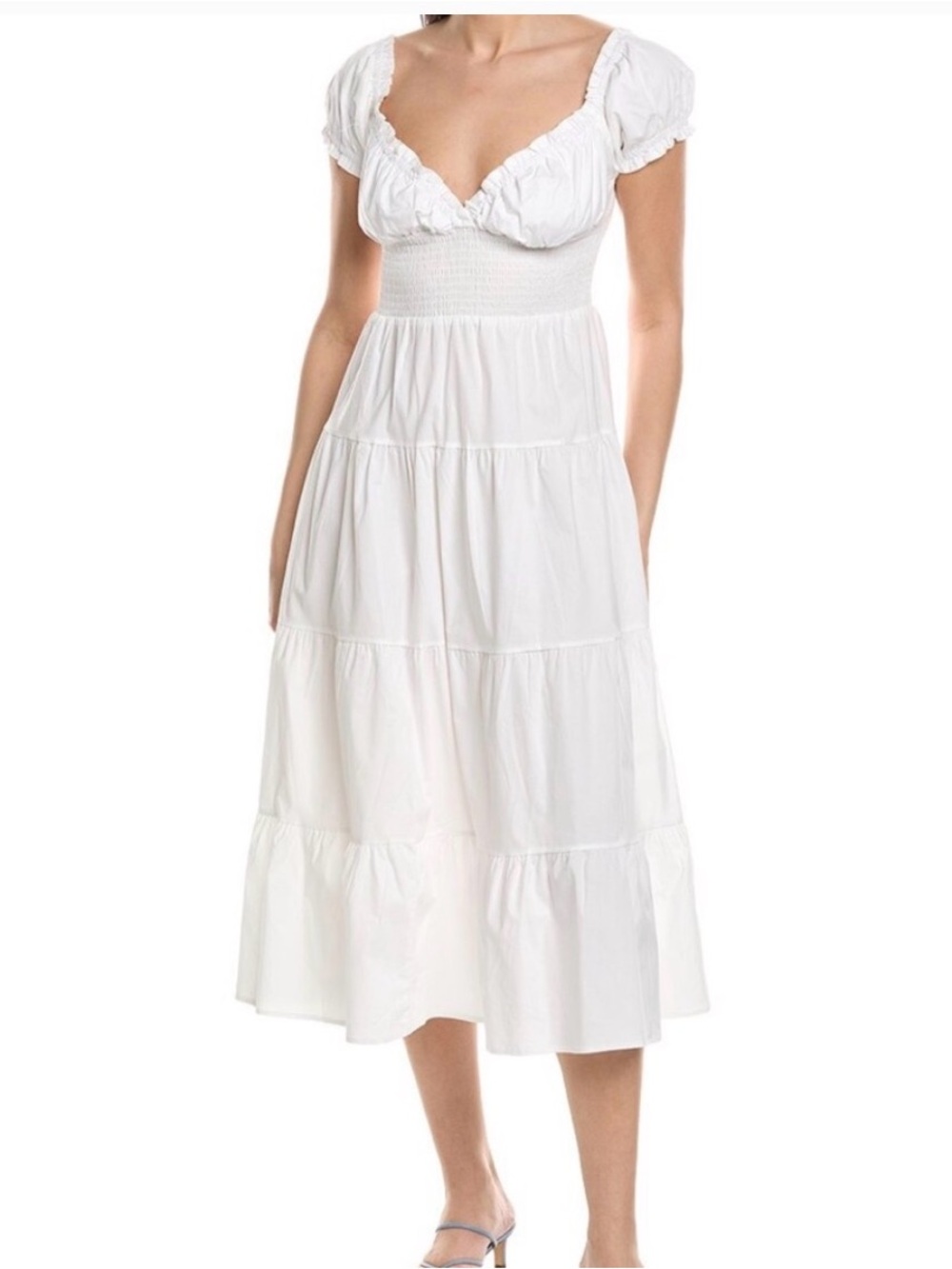 WeWoreWhat Cream Off-Shoulder Smocked Maxi Dress